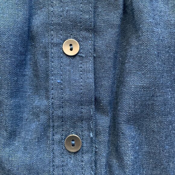 Roaman's Cotton Chambray Long Sleeve Button Front Tunic Top Plus Sz 16W Blue 88C - Picture 6 of 9